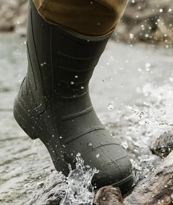 WRK-LT-Life-Feather Lite showing Water Resistance in a stream